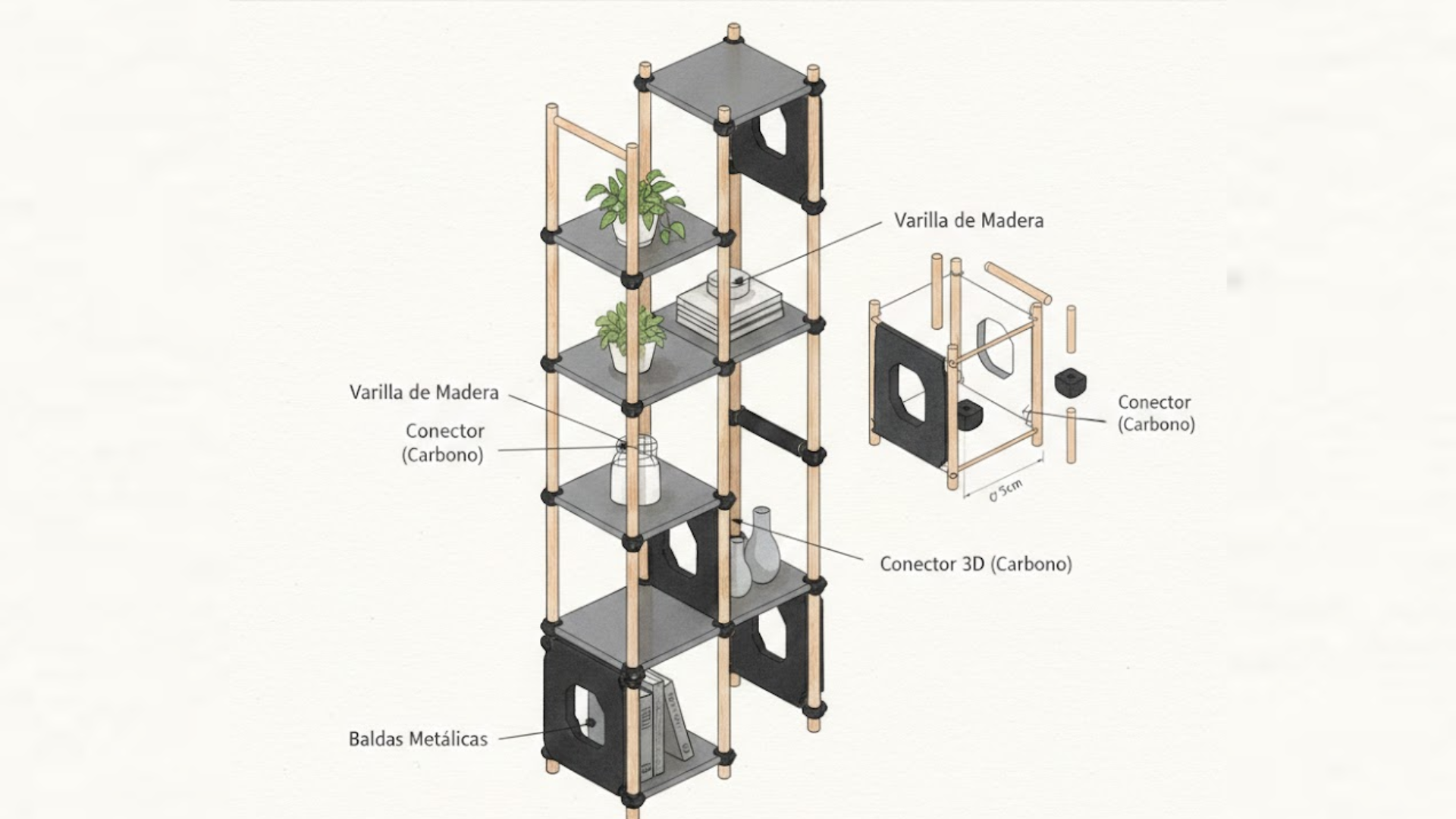Estantería modular impresa en 3D