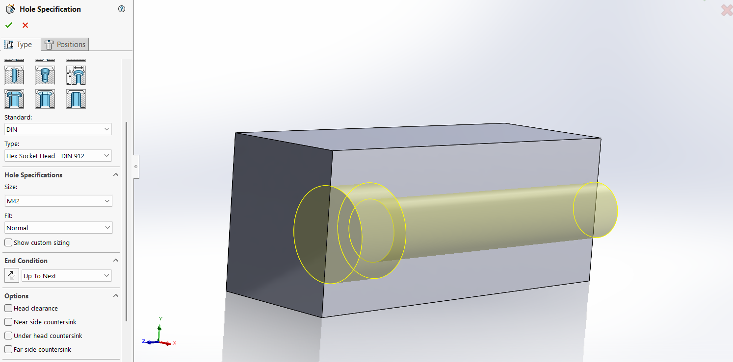 Representación 3D de un mecanizado mediante el Asistente para Taladro (Hole Wizard)